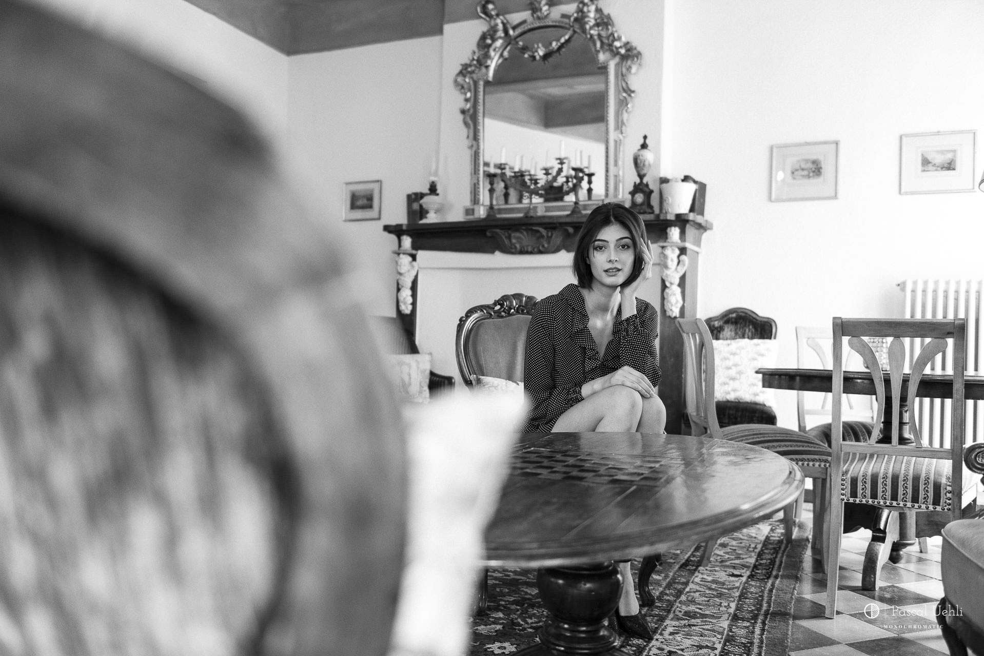 Dayane Hofer, Model, Photographer, Pascal Uehli, Villagio, black and white portrait, photography