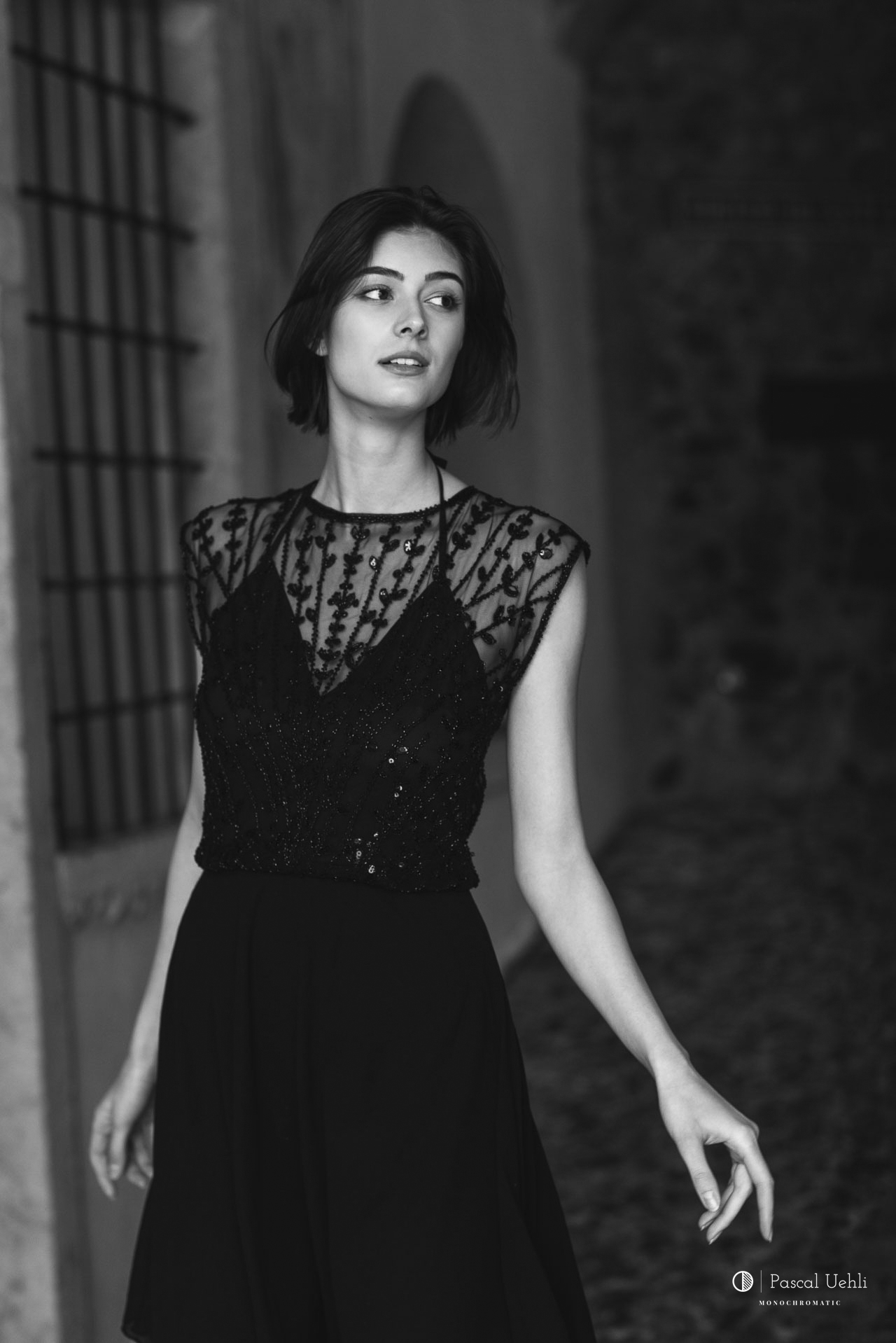 Dayane Hofer, Model, Photographer, Pascal Uehli, Villagio, black and white portrait, photography