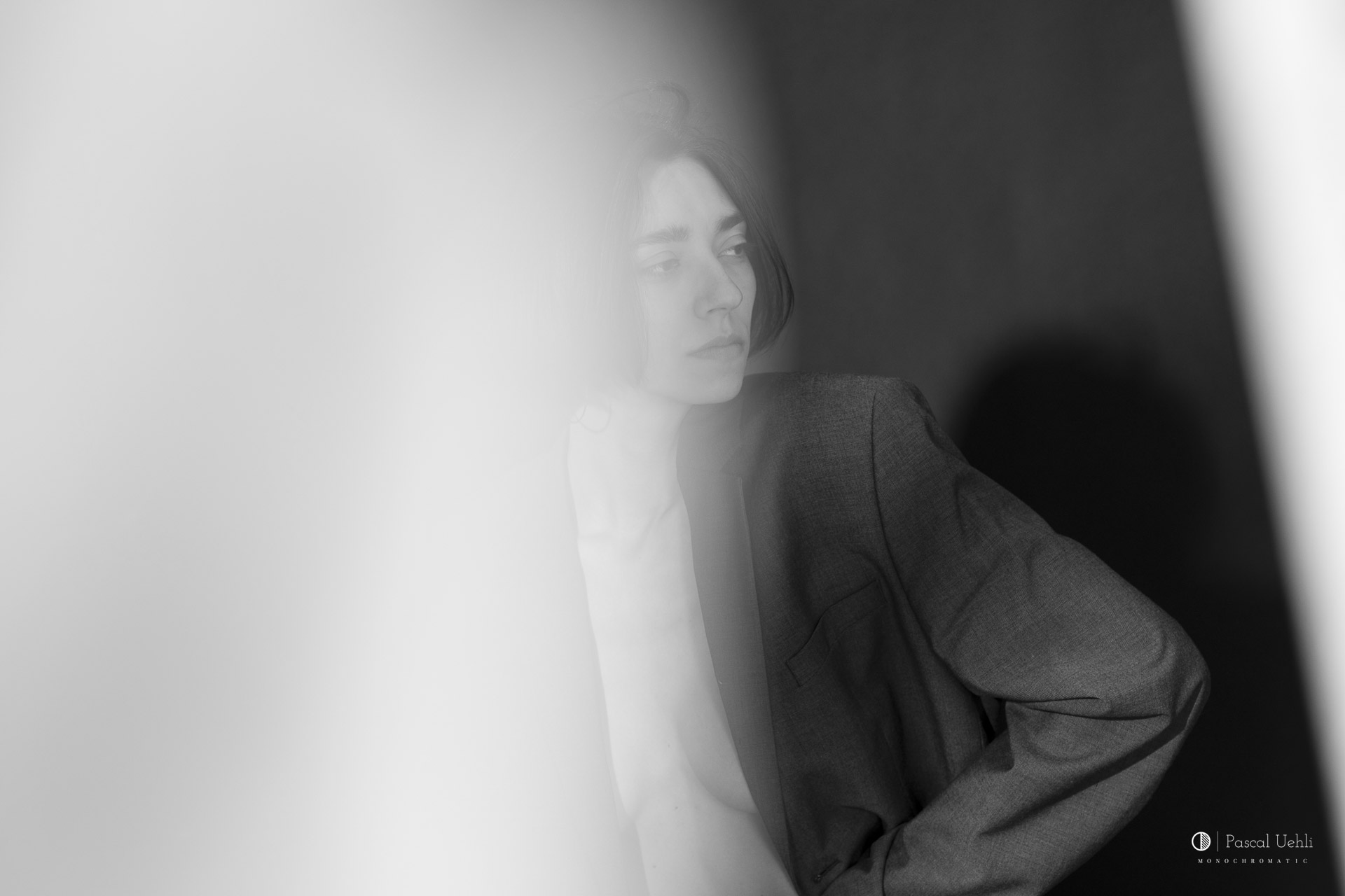 Irina Lozovaya in a black and white studio portrait by Pascal Uehli